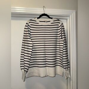crown & ivy Navy and White Striped Sweater